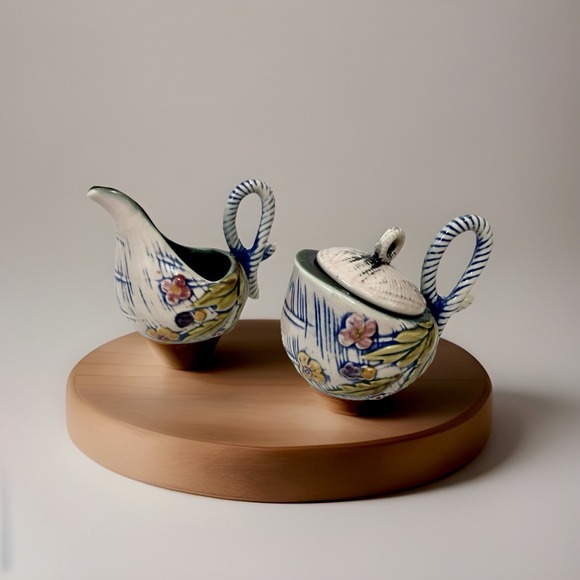 Vintage Style Ceramic Pottery Creamer & Sugar Set Cottagecore - Picture 1 of 6